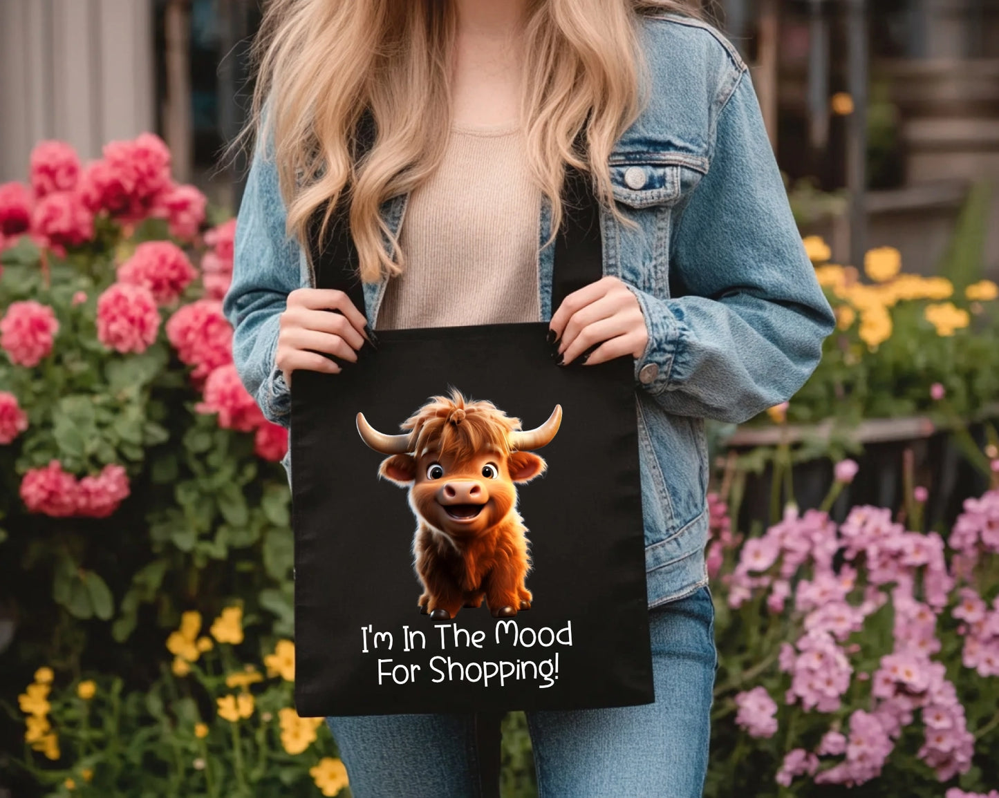Black Cotton Shopping Tote Bags